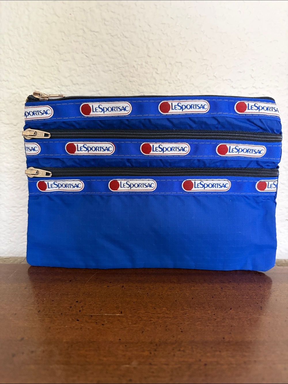 LeSportsac Royal Blue Triple Zip Coin Pouch Wallet
